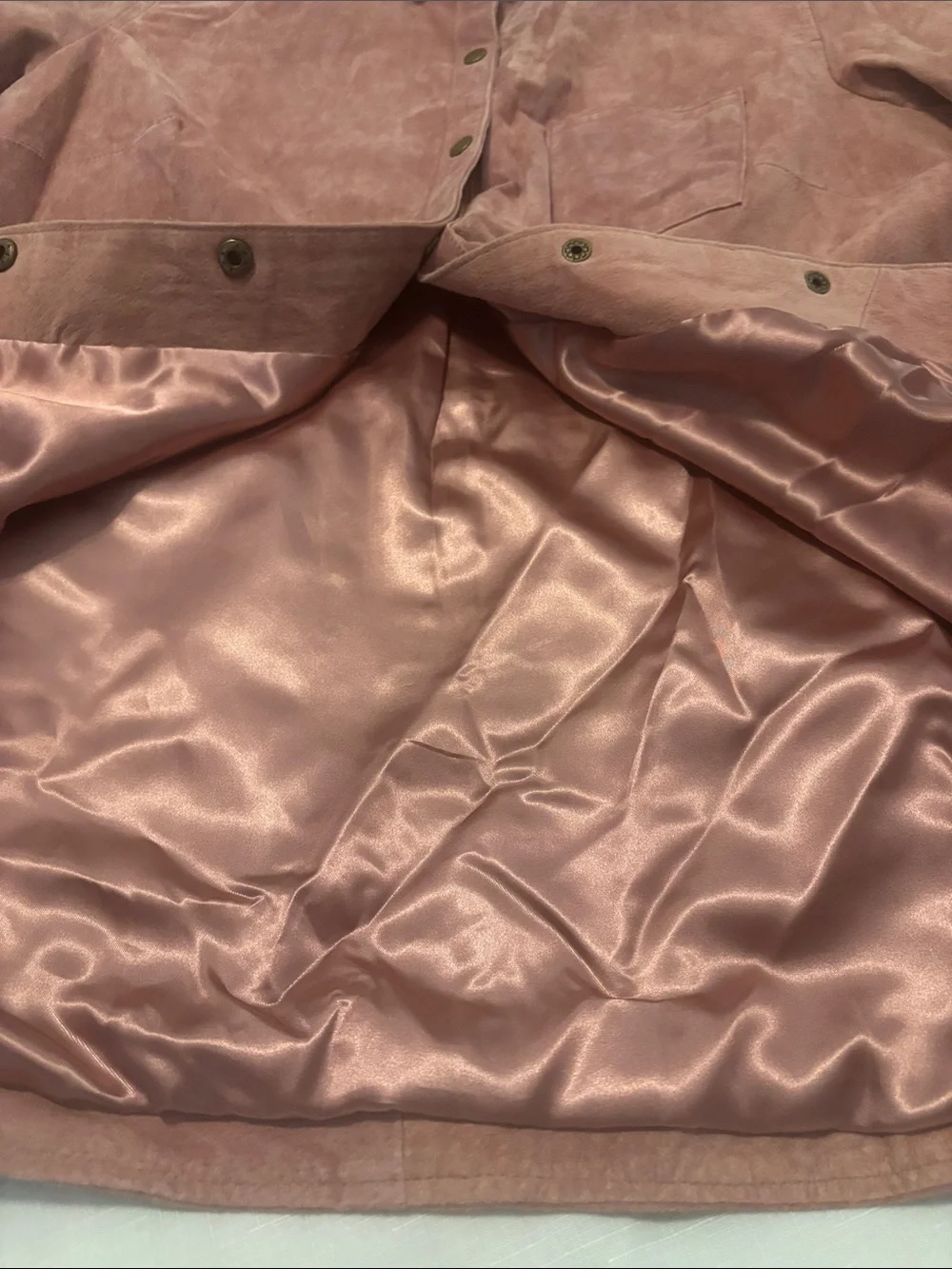 VTG D&Co Dusty Rose Suede Leather Snap Button-Front Shirt Jacket SZ XL lined Y2K - Picture 7 of 11
